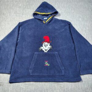 VINTAGE Dr. Seuss Shirt Size XL Dark Navy Fleece Hoodie Sweatshirt Embroidered